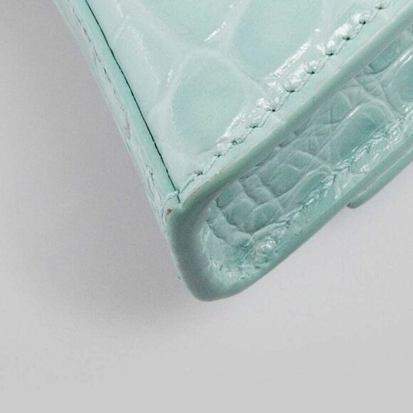 Balenciaga Light Green Croc Embossed Leather Soft Hourglass Wallet On Chain Bag - Picture 5 of 12